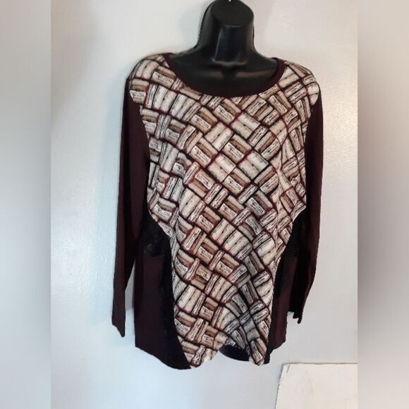 Style & Co dark red long sleeve top - Picture 1 of 5